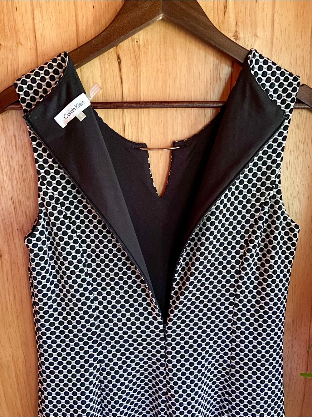 Calvin Klein Black & White Geometric Honeycomb Sheath Women’s Dress Size 8 EUC - Picture 6 of 17
